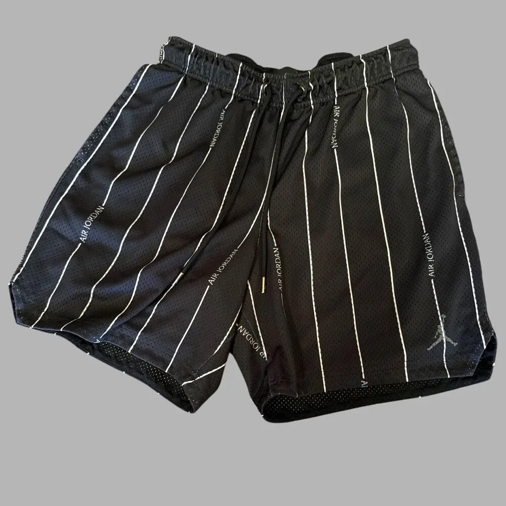 Nike Air Jordan Essentials Basketball Shorts Mens Medium Black Pinstripe Mesh